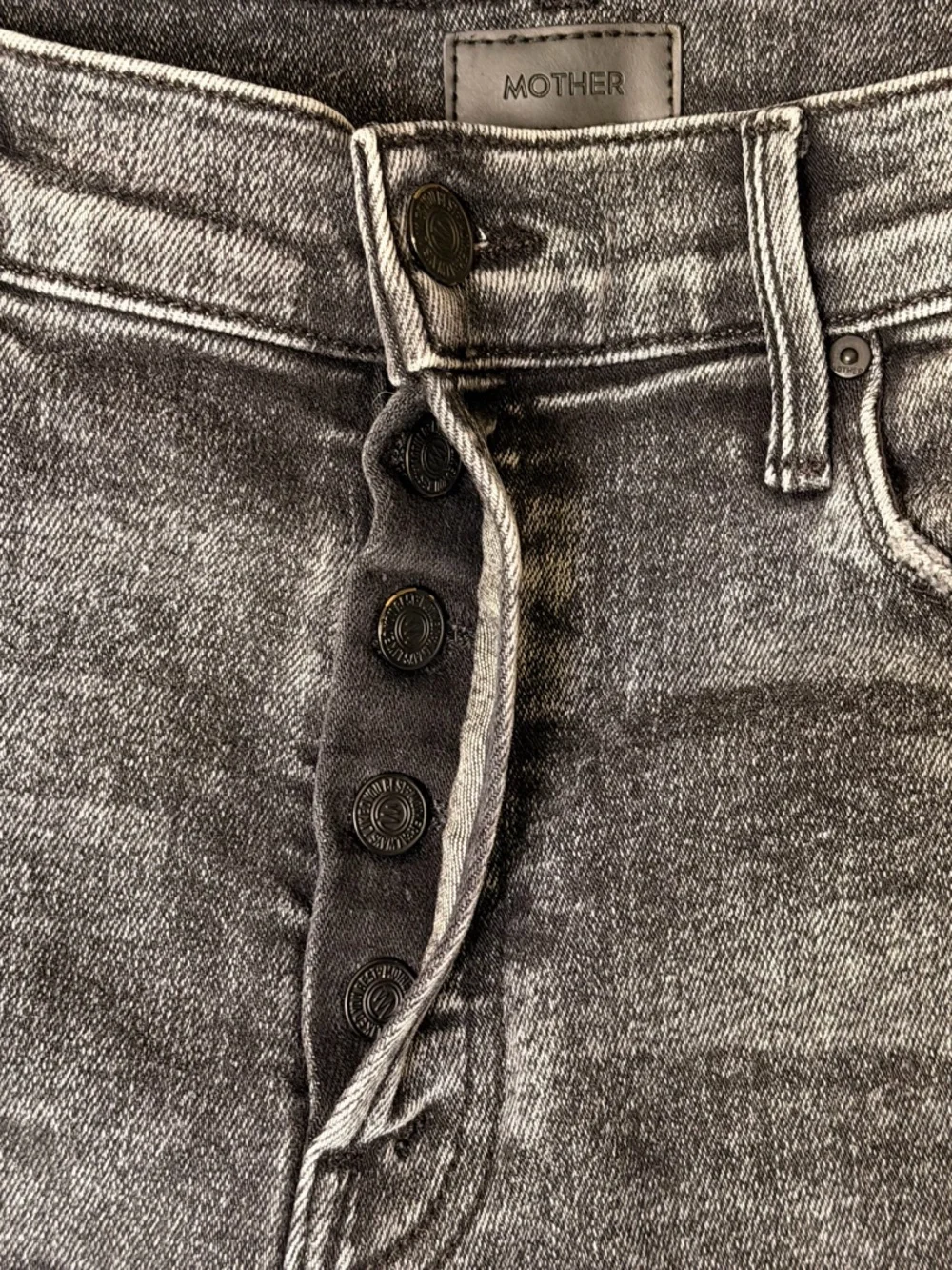 MOTHER The Stunner High Rise Skinny Jeans 29 Charcoal “Train Stops” Denim - Picture 4 of 13